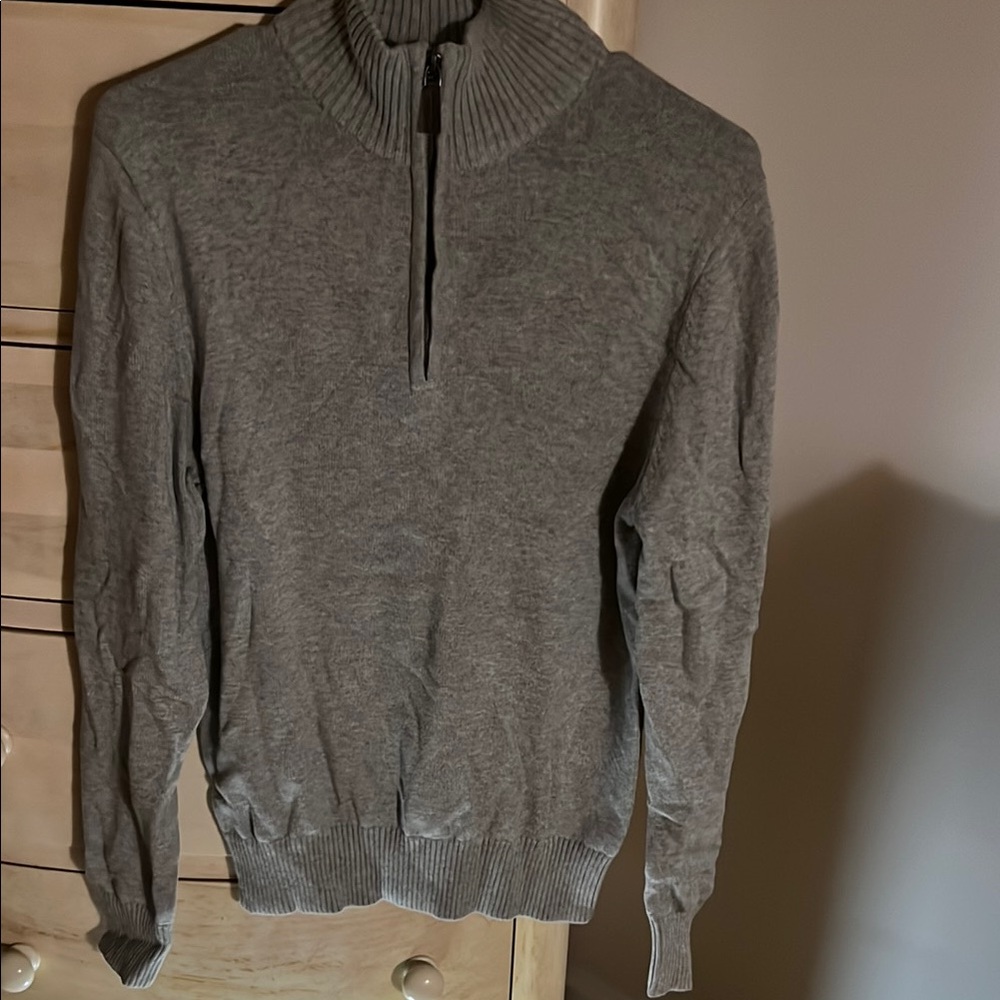 Men's Gray Sweater with 1/2 zip front